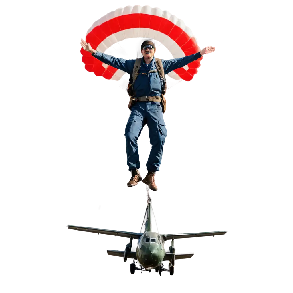 PNG-Image-of-a-Man-Standing-on-Top-of-a-Plane-with-a-Parachute-HighQuality-Visual-for-Adventure-and-Extreme-Sports-Themes