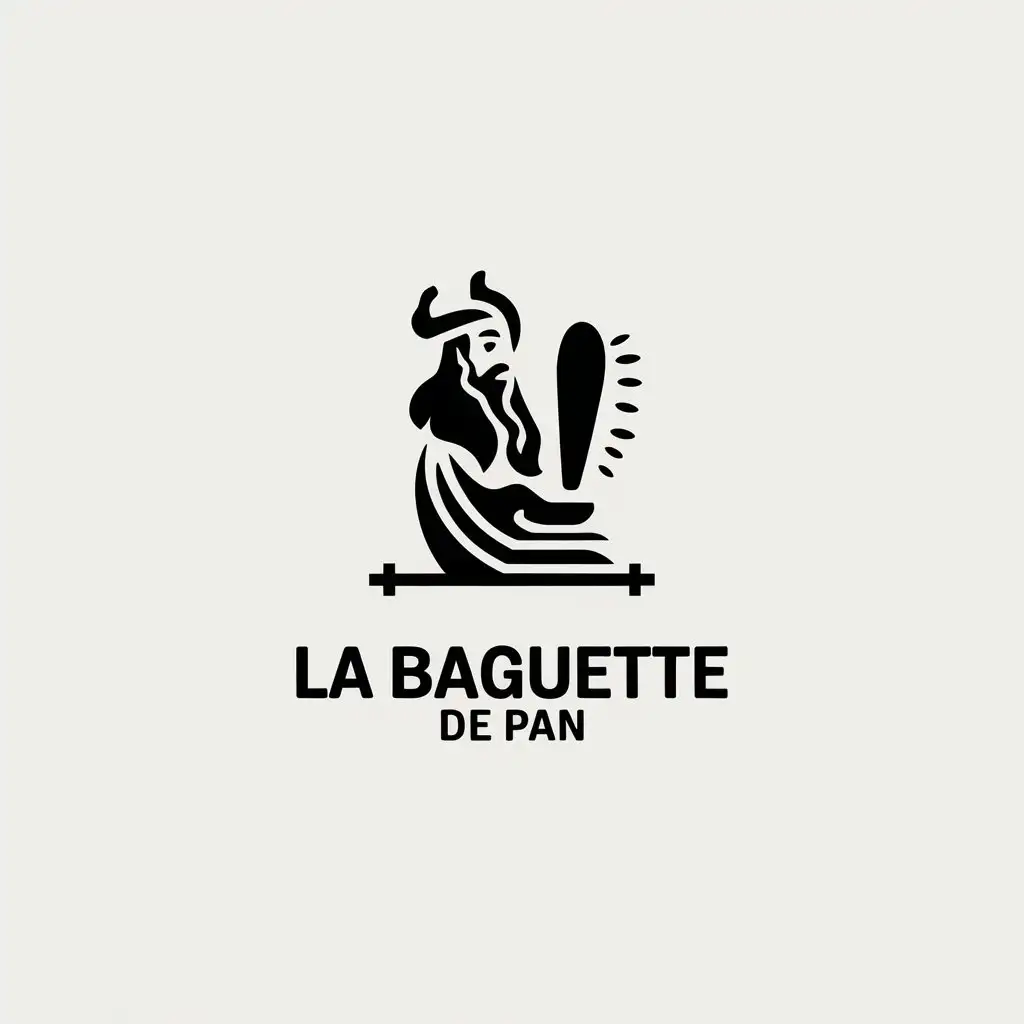 LOGO Design for La Baguette de Pan Dios Pan with Long Beard and Horns Minimalistic Style for Restaurant Industry