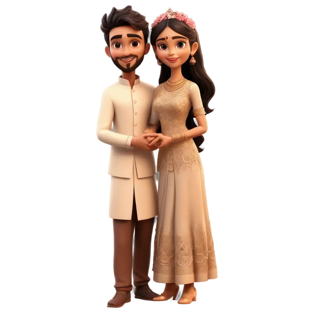 Cute-Indian-Wedding-Couple-Cartoon-PNG-Perfect-for-Digital-Art-and-Custom-Designs