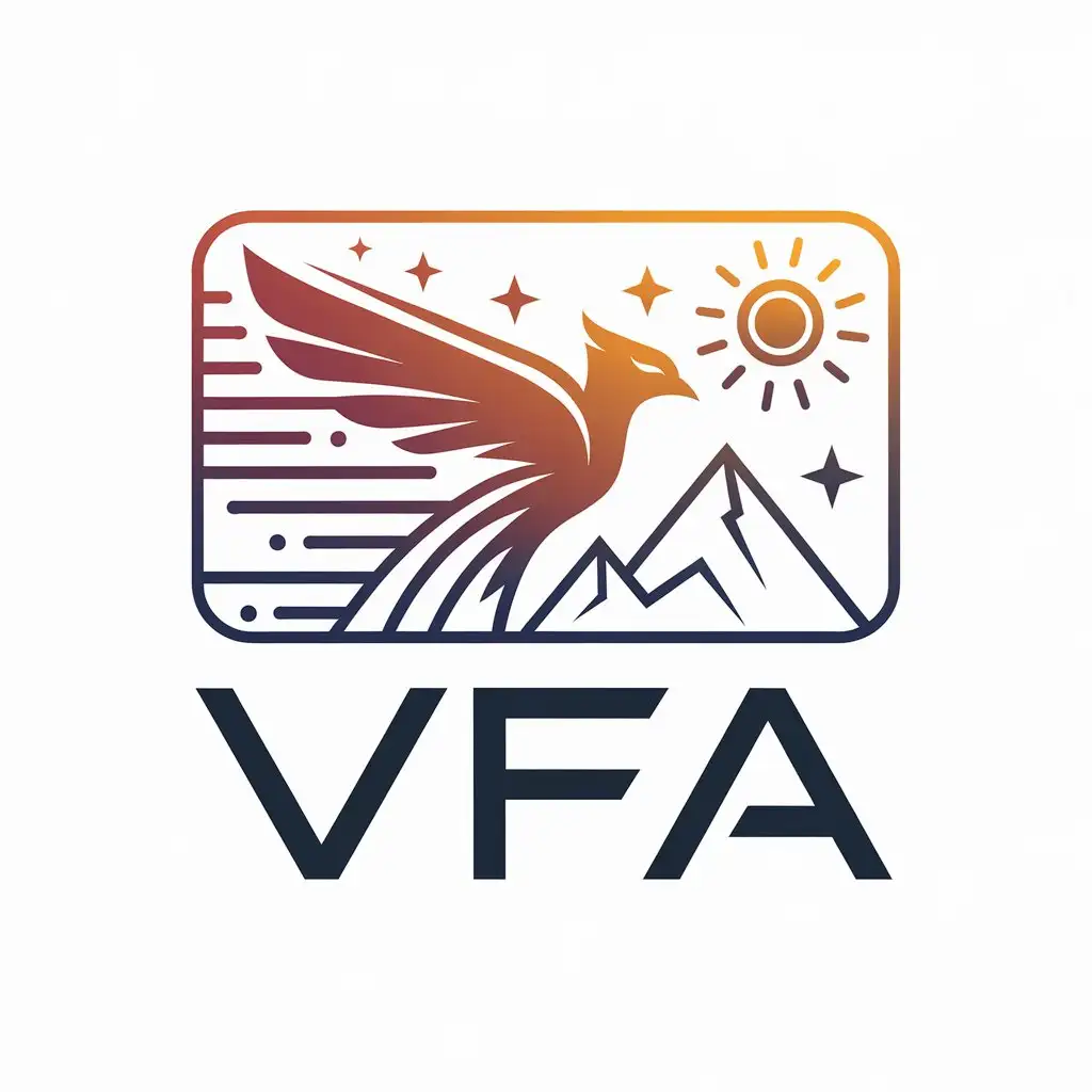 LOGO Design for VFA Modern Phoenix Mountain with Sun and Stars in Internet Industry