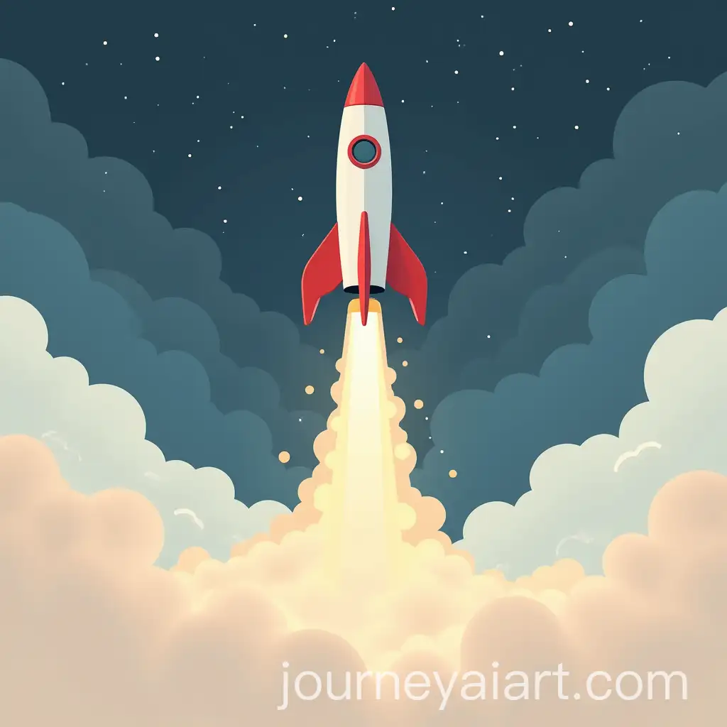 Rocket-Spaceship-Taking-Off-in-Minimalist-Style