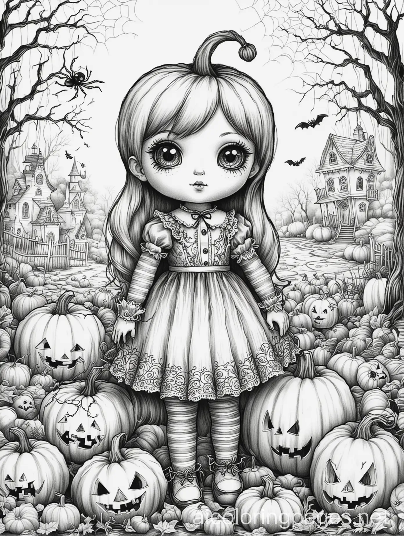 Spooky-Halloween-Creepy-Doll-with-Pumpkin-and-Spider