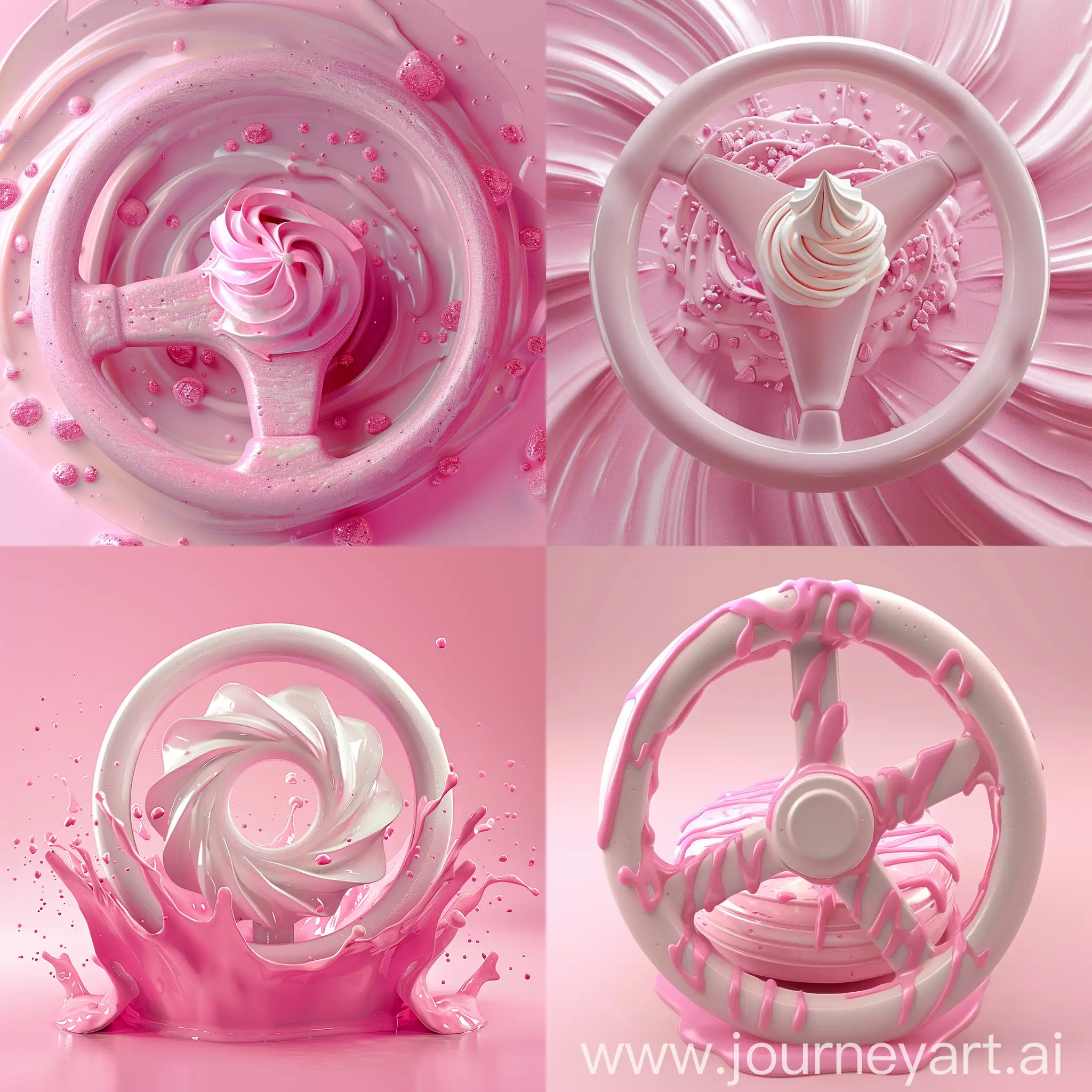 Ice-Cream-Steering-Wheel-in-Milk-Style-Ultra-Realistic-Pink-Colors