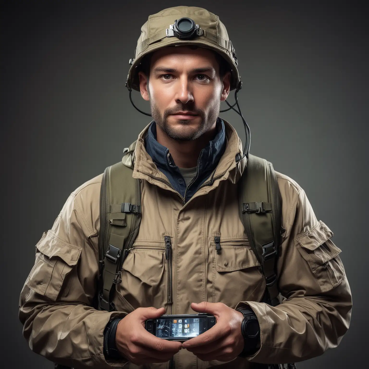 Modern Prepper Wearing Smart Clothing and Gadgets