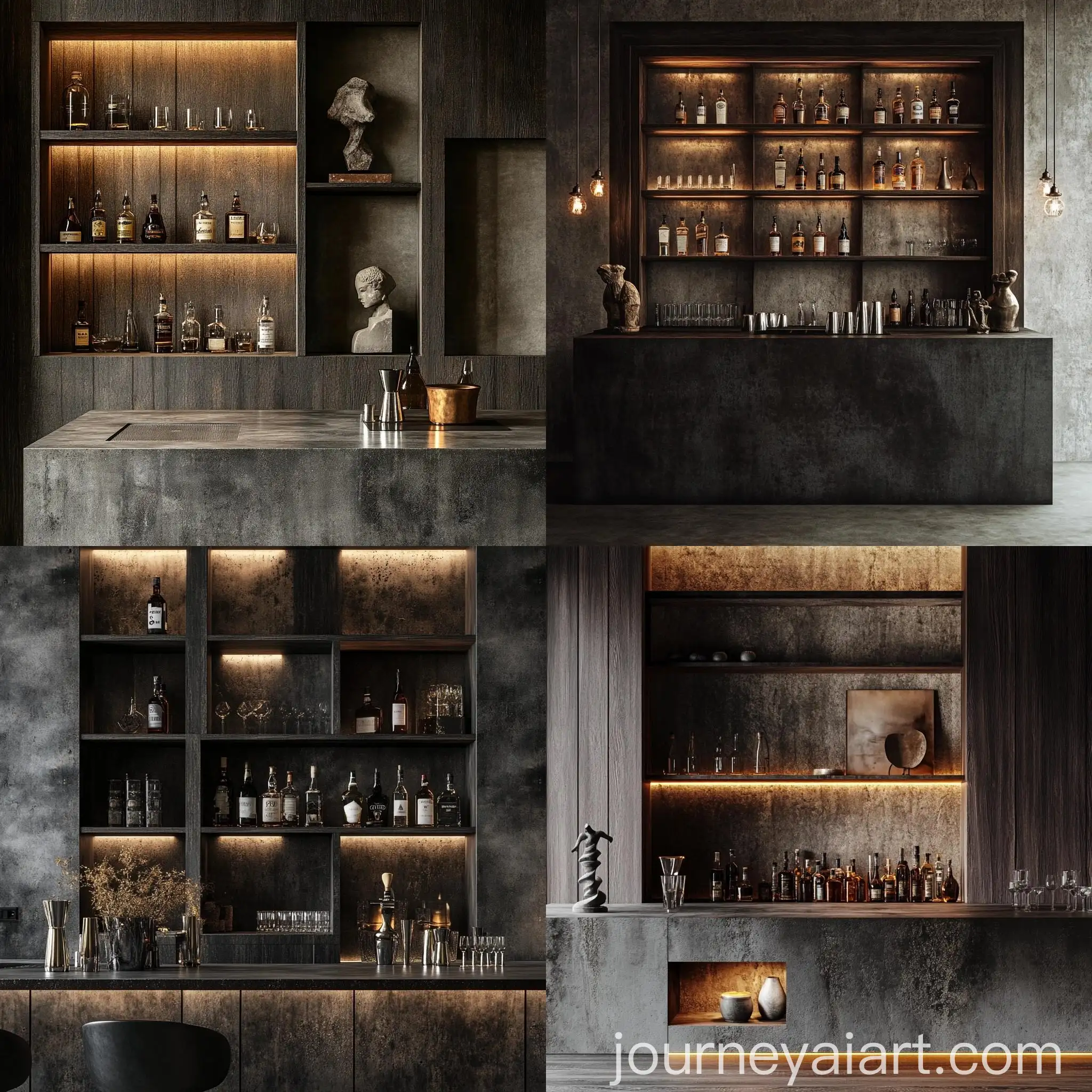 Elegant-Cocktail-Bar-with-Industrial-Concrete-Counter-and-Minimalist-Decor