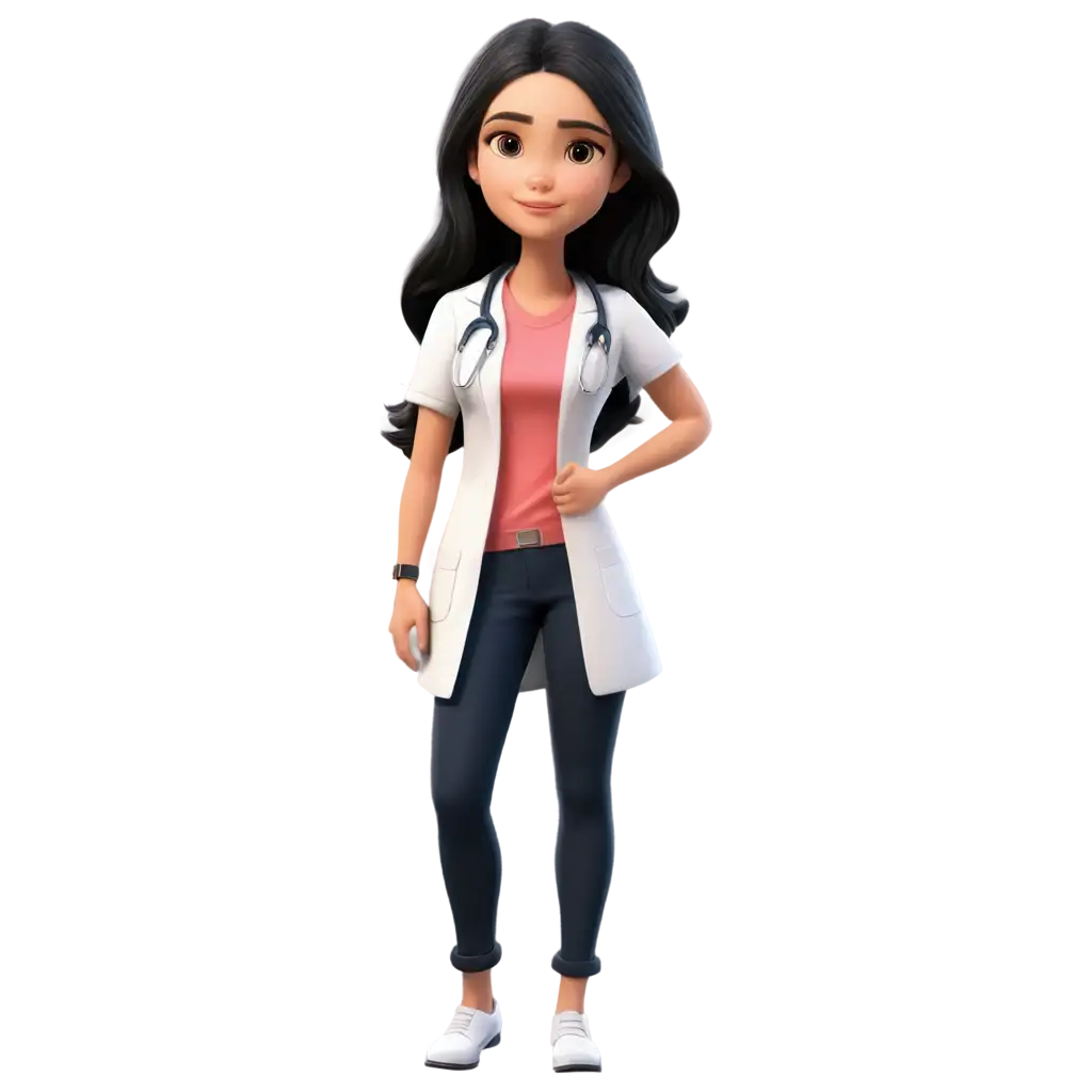 Beautiful-Cartoon-Girl-Character-in-Doctor-Clothes-PNG-Image-for-Versatile-Use