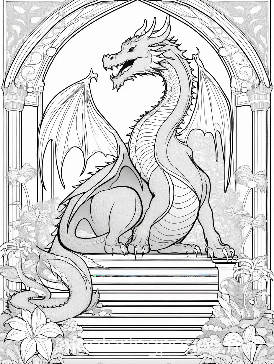 Princess-Reclaiming-Throne-and-Dragon-Sanctuary-Coloring-Page