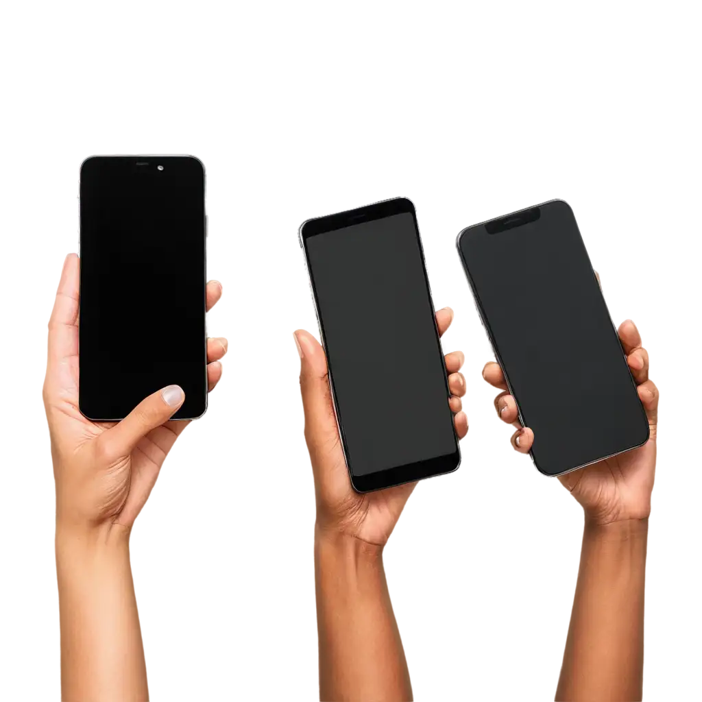 HighResolution-PNG-Image-of-Hands-Holding-Smartphones-with-Blank-Screens-and-Touchscreen-Interaction-Modern-Digital-Lifestyle-Showcase