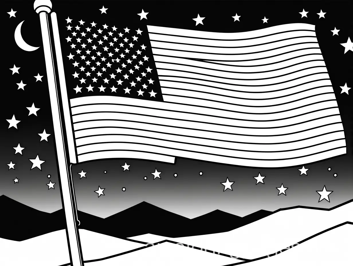 Simple-Black-and-White-American-Flag-Coloring-Page-for-Kids