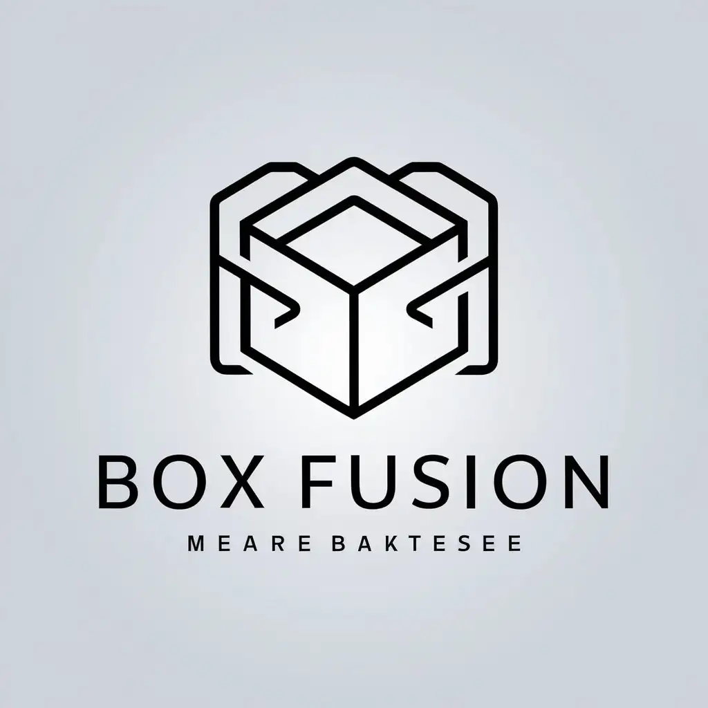 a vector logo design,with the text "box fusion", main symbol:box/media/mutable/internet,Minimalistic,be used in Internet industry,clear background