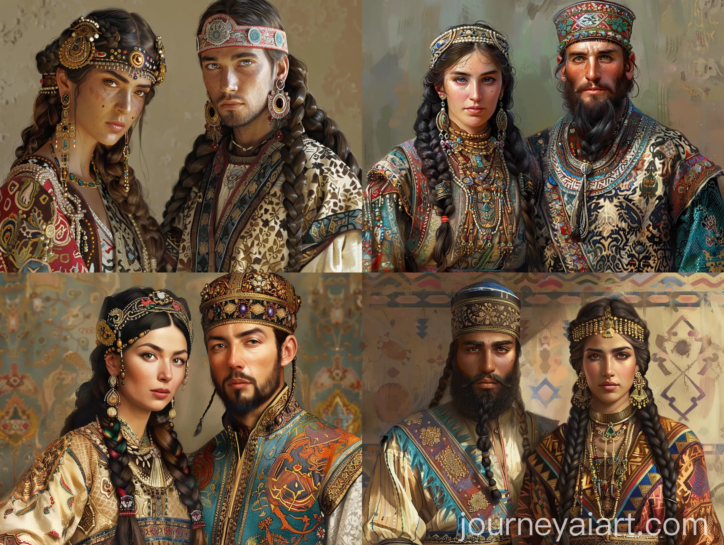 Central-Asian-Seljuk-Empire-Couple-in-Traditional-Ethnic-Clothing