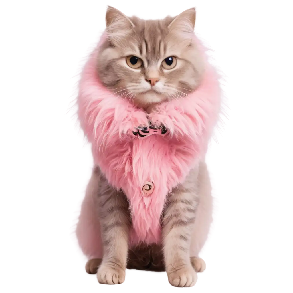 PNG-Cat-Portrait-ScenariosPortrait-of-a-Cat-in-a-Pink-Furry-Jacket-PNG-Image-for-Clear-HighQuality-Visuals