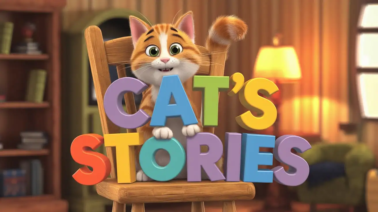 Colorful-3D-Cat-Stories-with-Ears-and-Tail-Emerging-from-Text