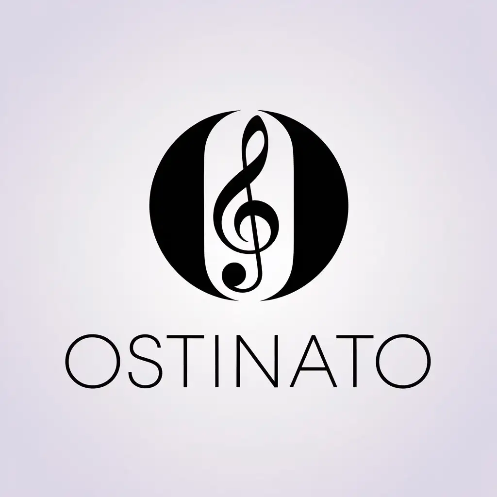 LOGO Design for Ostinato Minimalistic Big Letter O with Treble Clef Symbol