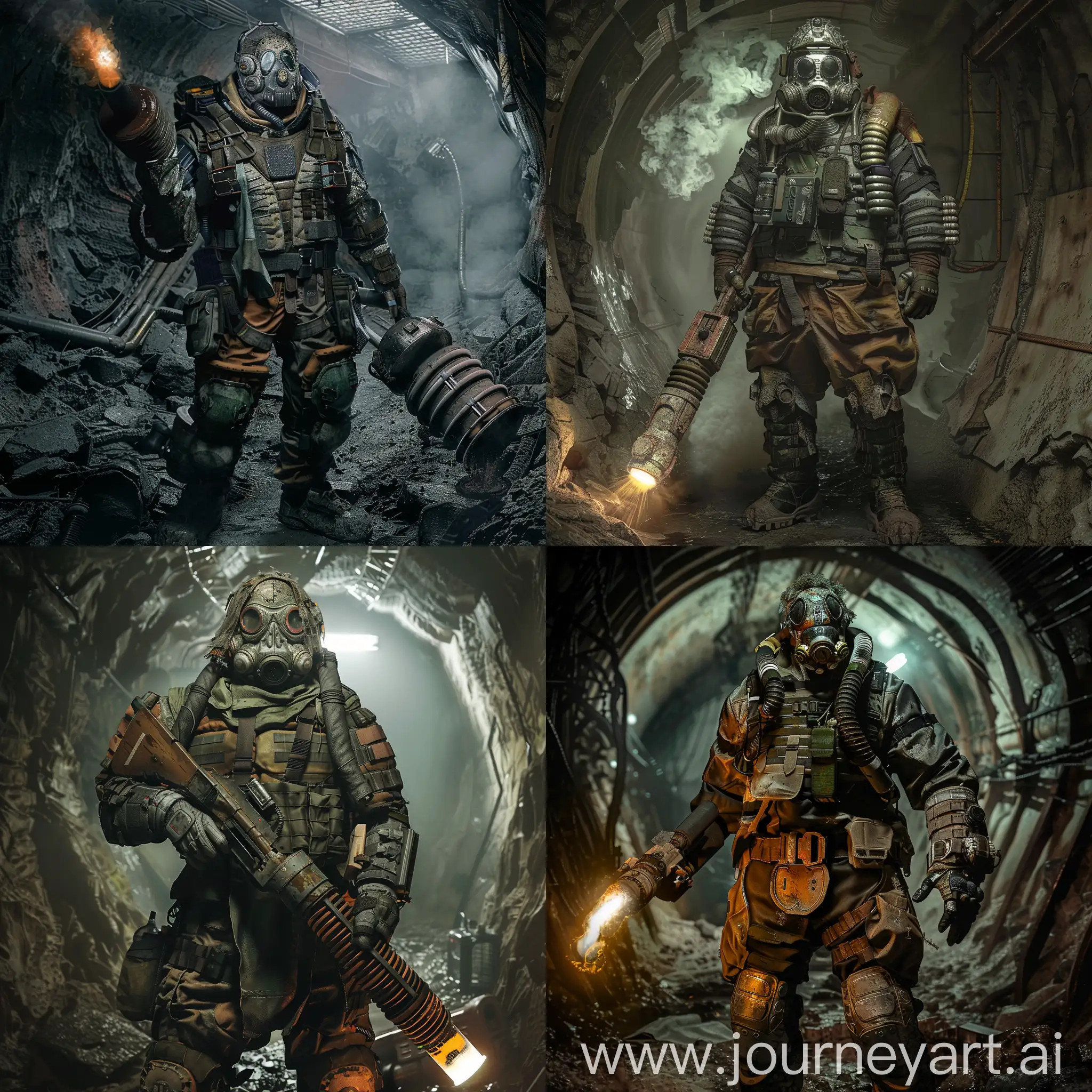 PostApocalyptic-Survivor-with-Homemade-Flamethrower-in-Abandoned-Catacombs