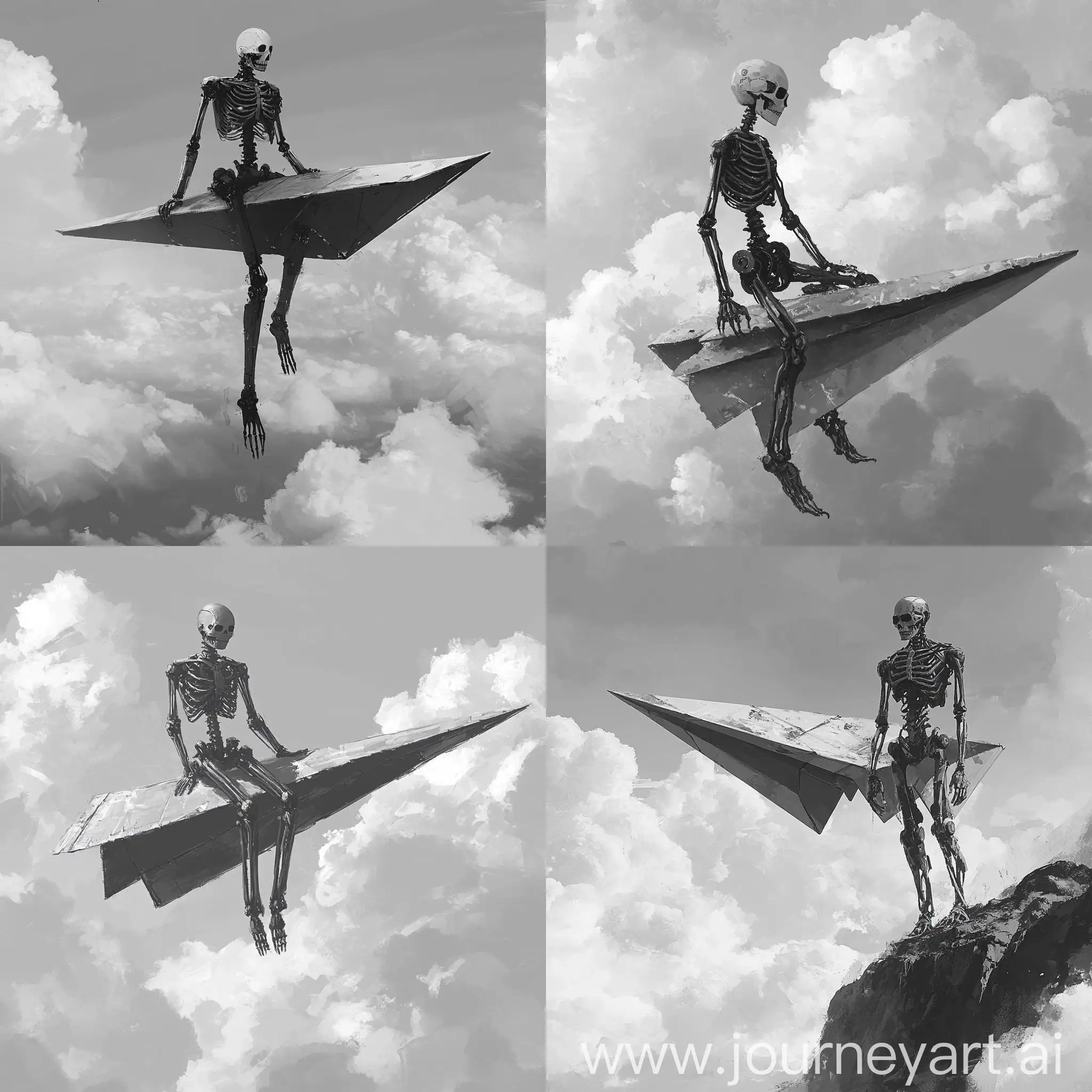 Giant-Paper-Airplane-Robot-in-Monochromatic-Sky