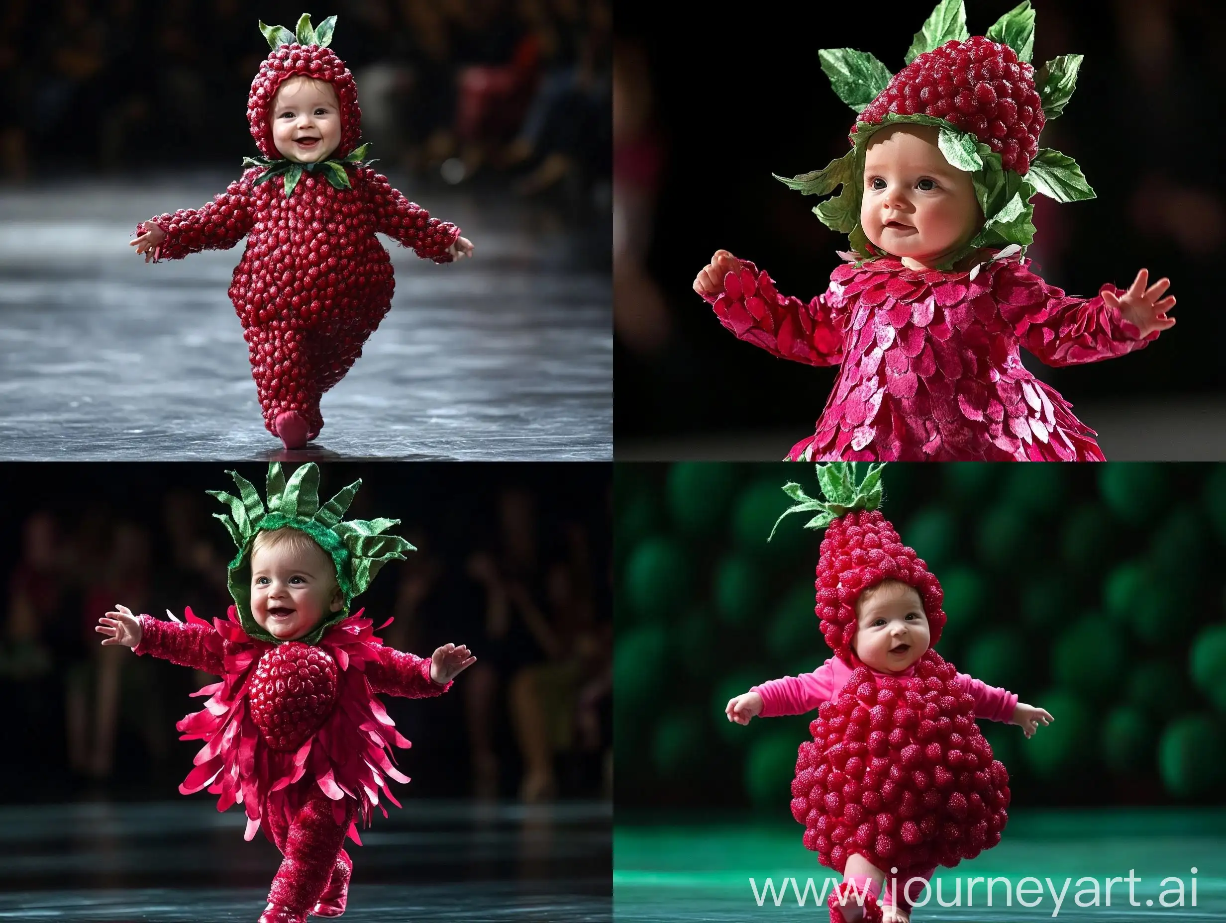 Baby-in-Raspberry-Costume-Dancing-on-Runway