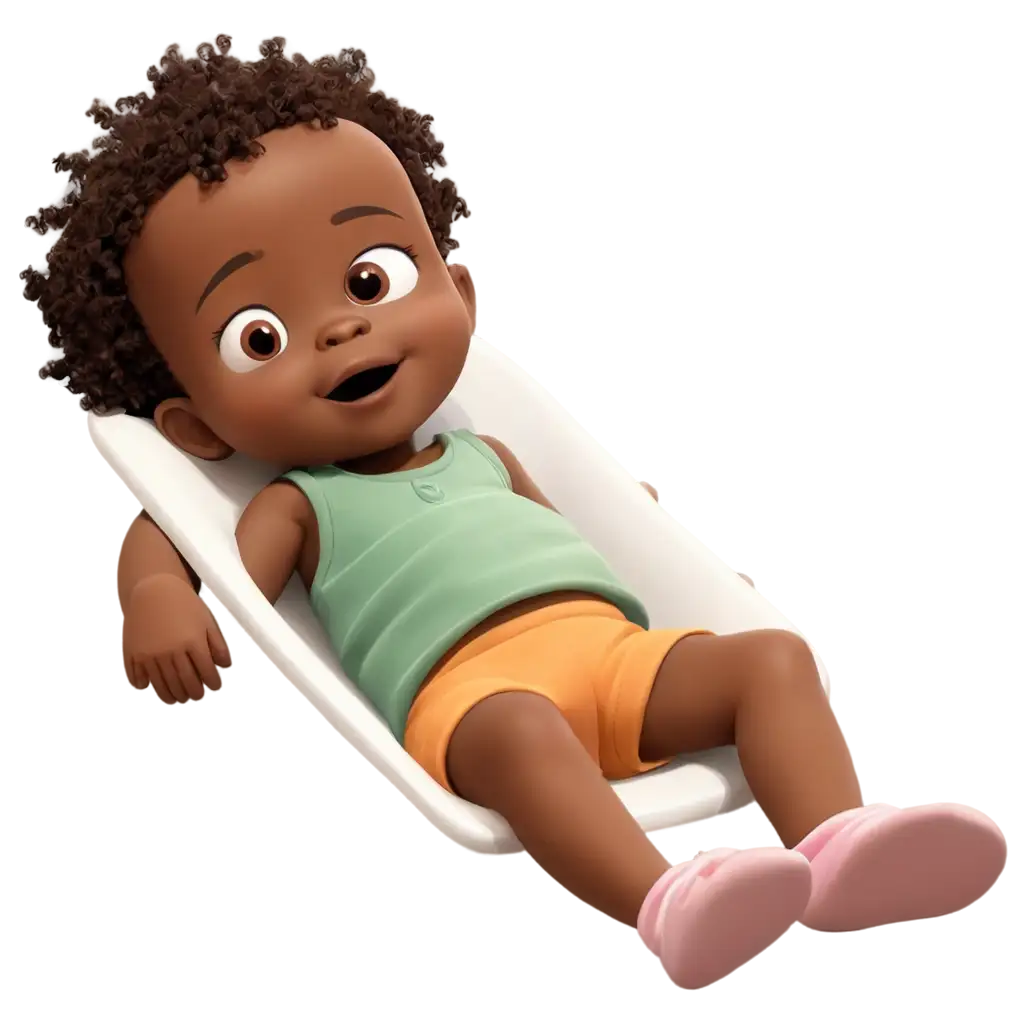 African-Baby-Laying-Down-in-Crib-PNG-Image-Heartwarming-Cartoon-Illustration