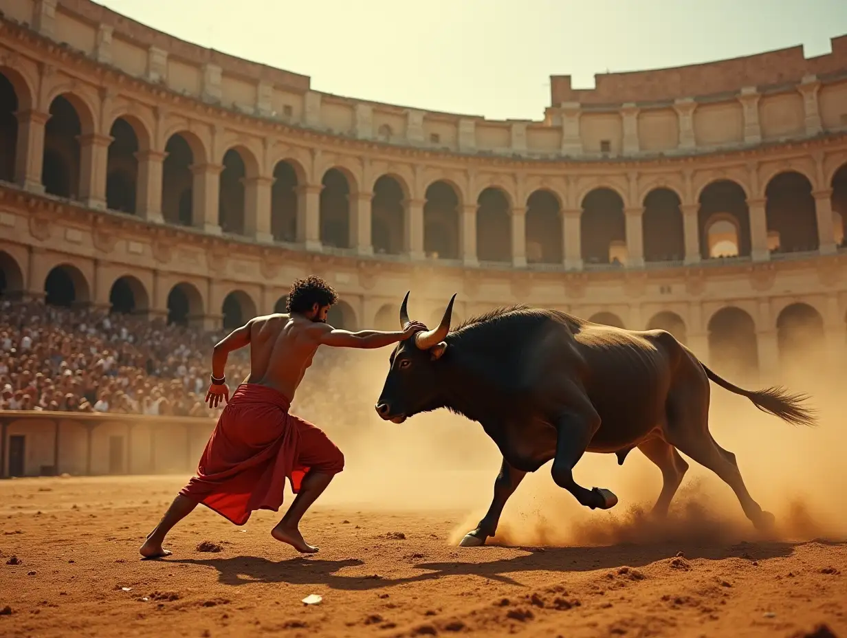 Prince-from-the-Mahabharata-Fighting-a-Bull-in-a-Grand-Colosseum