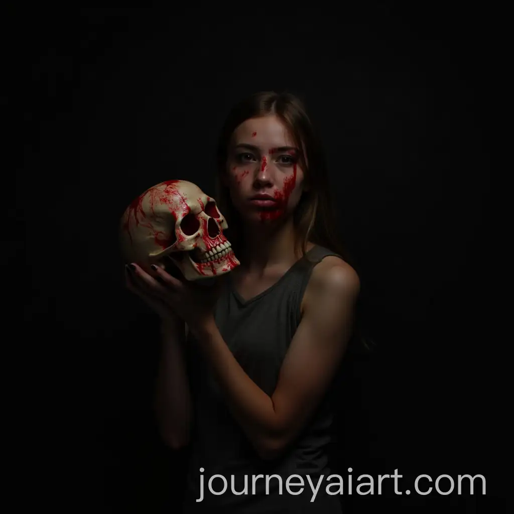 Student-Holding-a-Skull-in-Dark-Lighting-with-Bloodstains