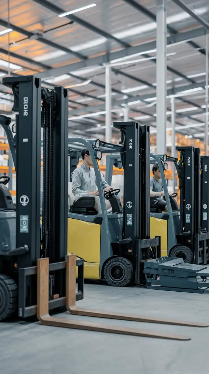 Modern-Warehouse-Interior-with-Electric-Forklifts-and-Pallet-Jacks