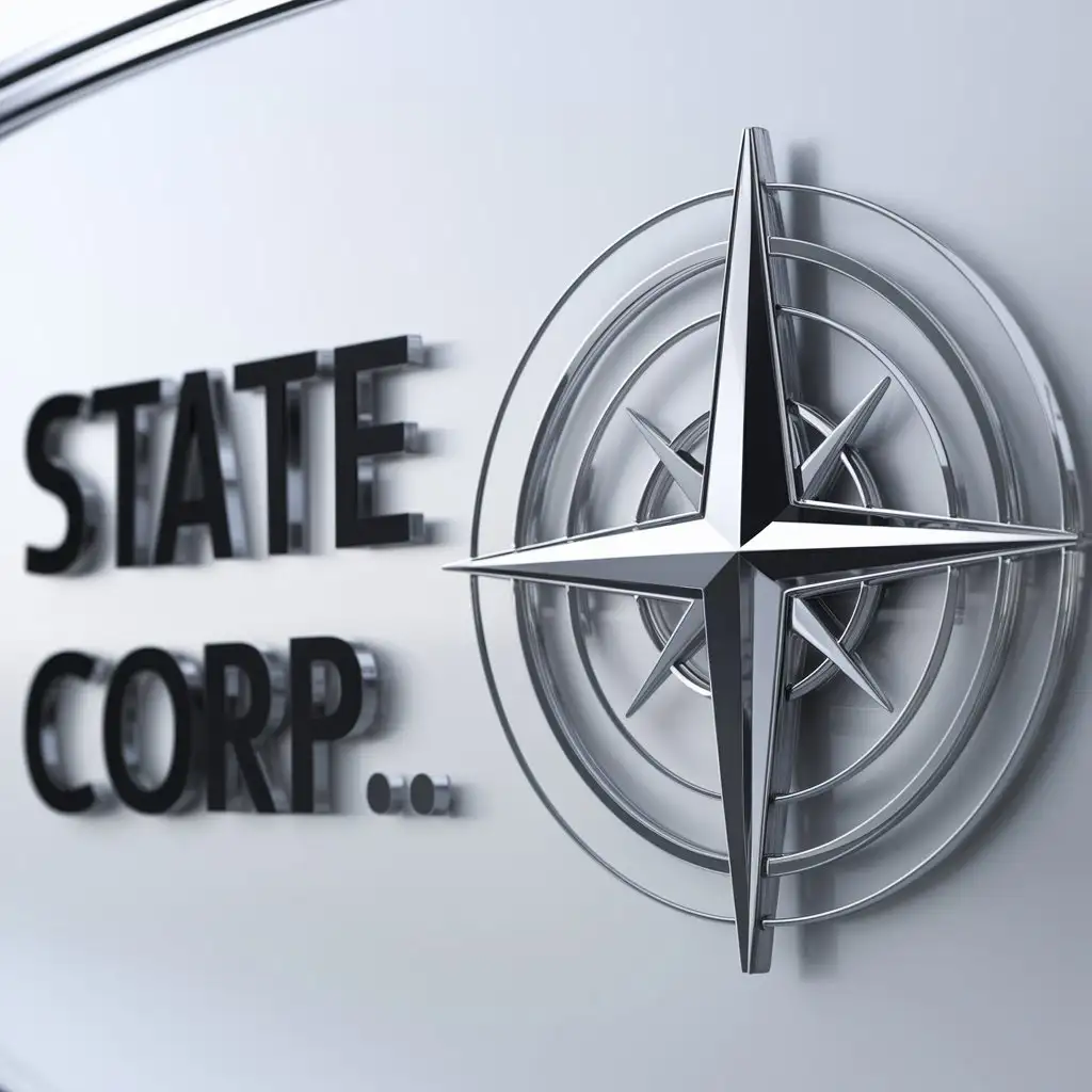 a logo design,with the text "State Corp.", main symbol:compass rose,complex,clear background