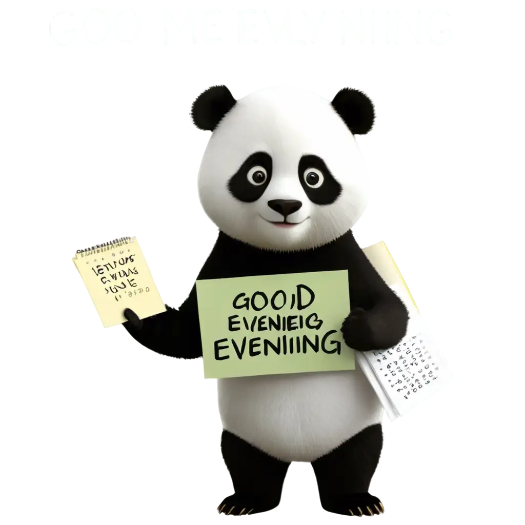 Cartoon-Anime-Panda-Holding-Good-Evening-GG-Notes-PNG-Image-for-HighQuality-Digital-Art-and-Design