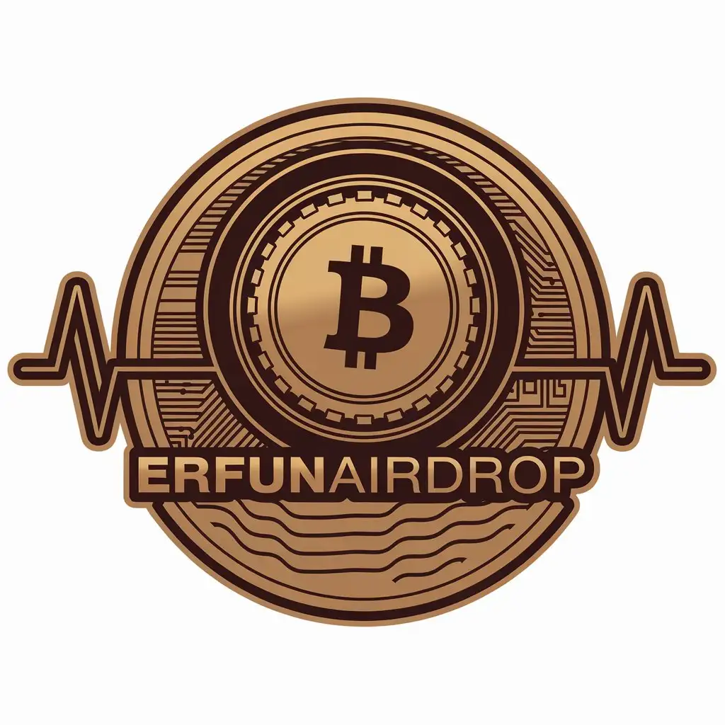 a vector logo design,with the text "Erfunairdrop", main symbol:Be an icon for a channel related to cryptocurrency, ICOs and Telegram projects,complex,be used in iradrap industry,clear background