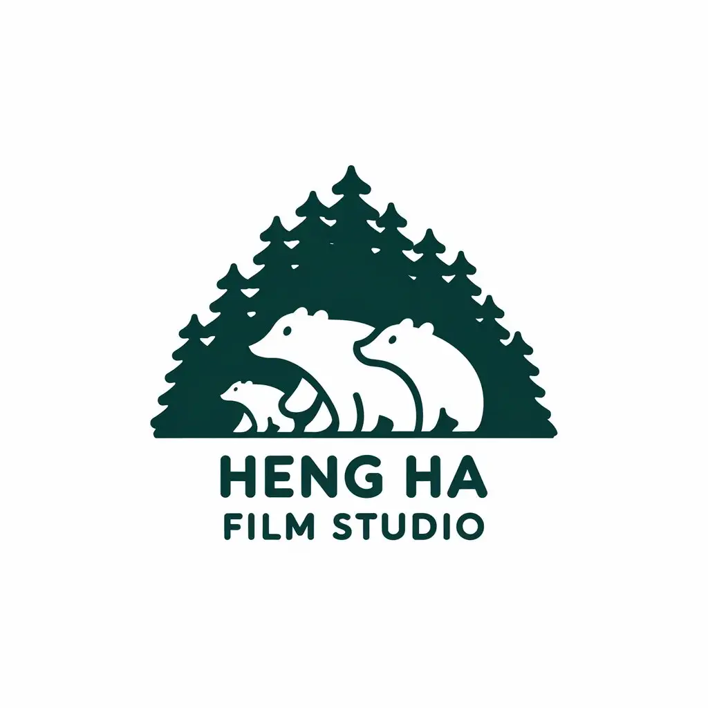 a vector logo design,with the text "Heng Ha Film Studio", main symbol:forest of bears,Moderate,be used in movie & television industry,clear background