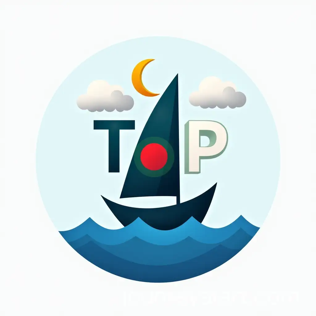 Stylized-Logo-of-a-Sailing-Boat-with-Bangladesh-Flag-Elements