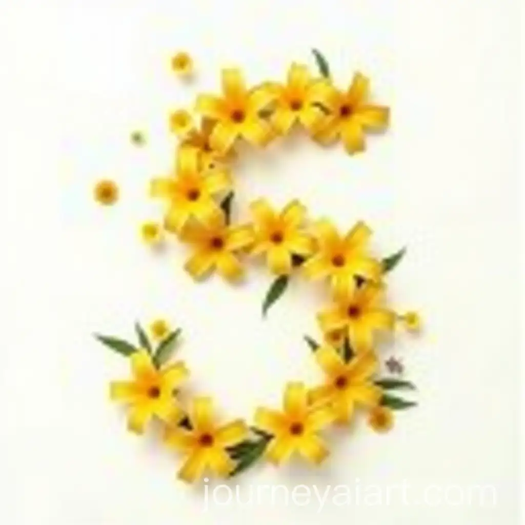 Vibrant-Yellow-Flower-Number-5-Design-on-White-Background