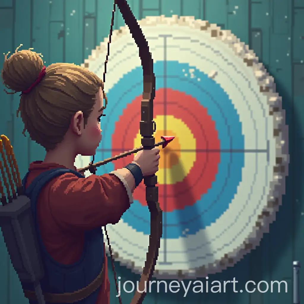 Target-Shooting-with-Bow-and-Arrow-in-Pixel-Art-Style
