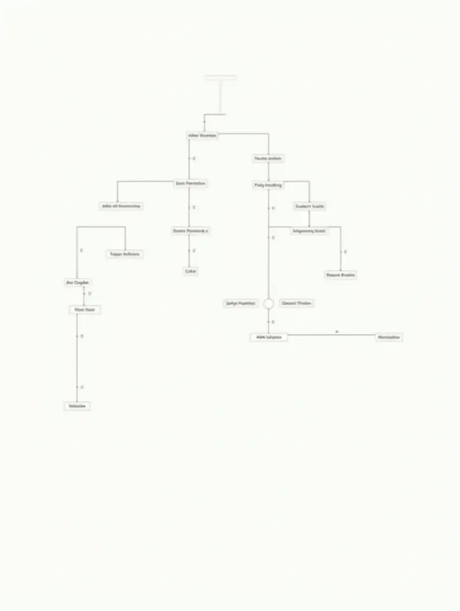 create a decision tree flowchart for me using these points:- admin registration, admin login, user registration, user login, input search, display, content analysis, report system, updation, AI implementation, query handling, result analysis, user logout, admin logout make it simple crisp & to the point