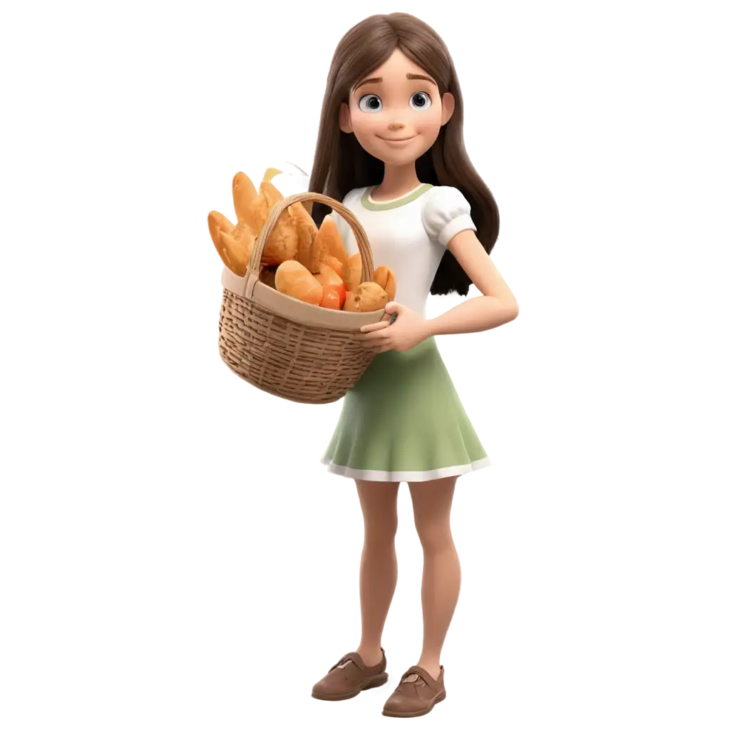 3d little girl holding a basket