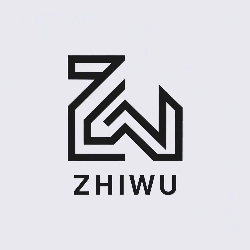 LOGO Design for Zhiwu Minimalistic Vector Design with Z W Symbol for Construction Industry