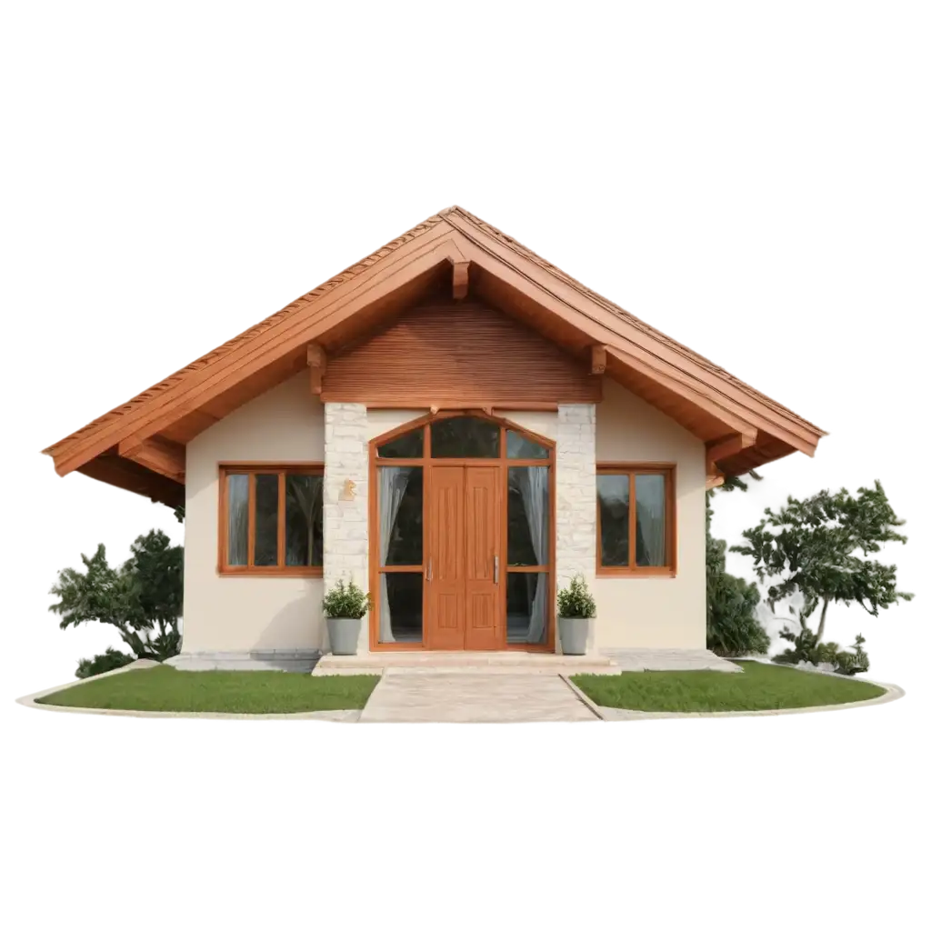 hut shaped villa front face