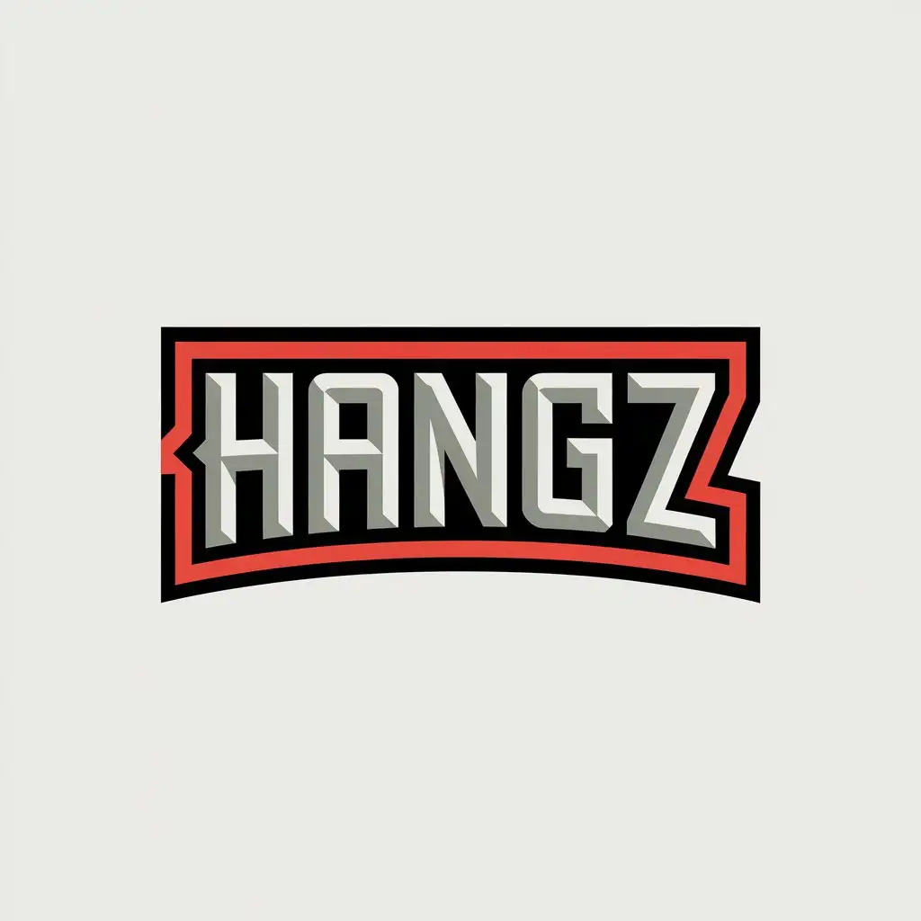 LOGO Design for Hangz Red White HANGZ Text with Round Border and Clear Background