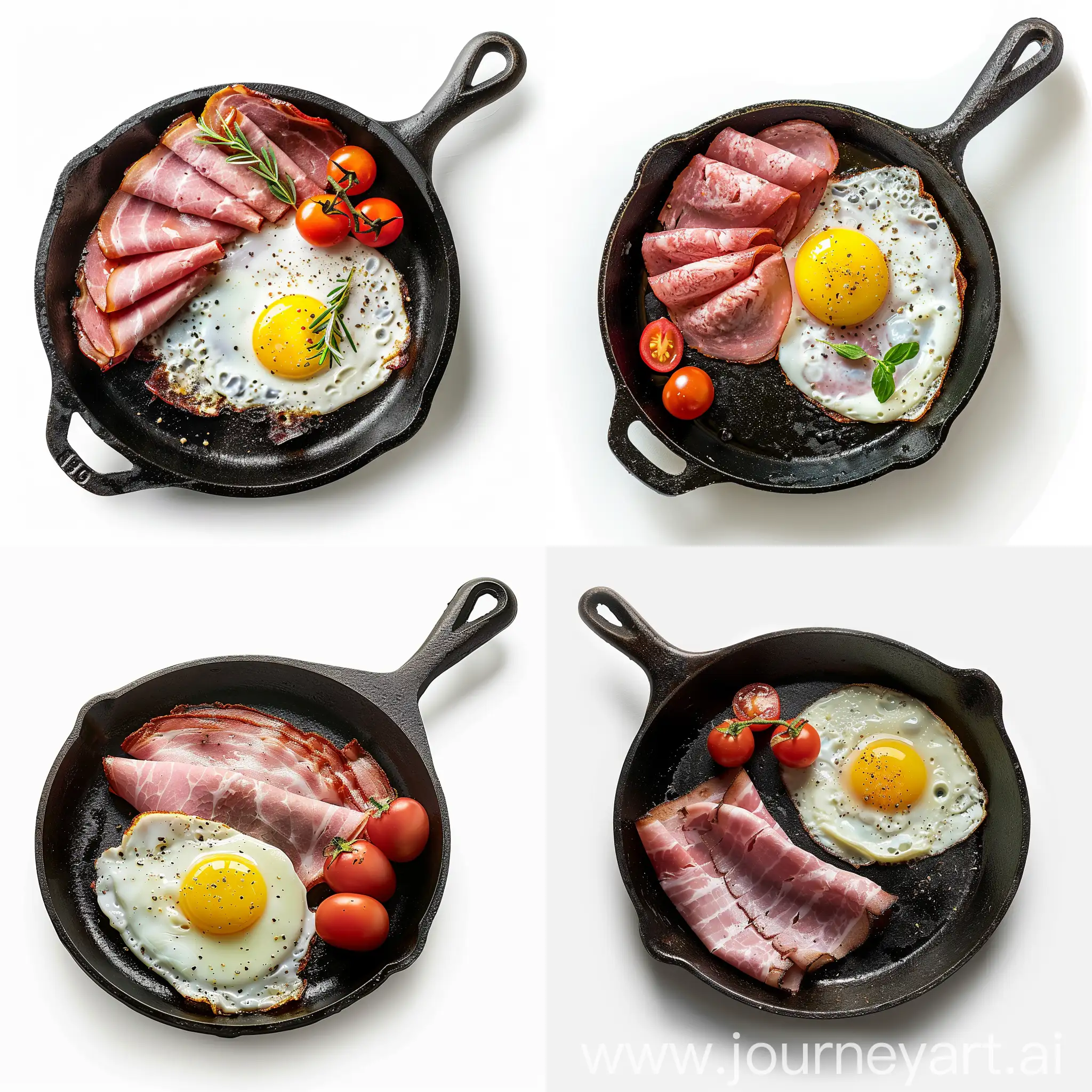 Delicious-Breakfast-Ham-and-Egg-Skillet-with-Cherry-Tomatoes