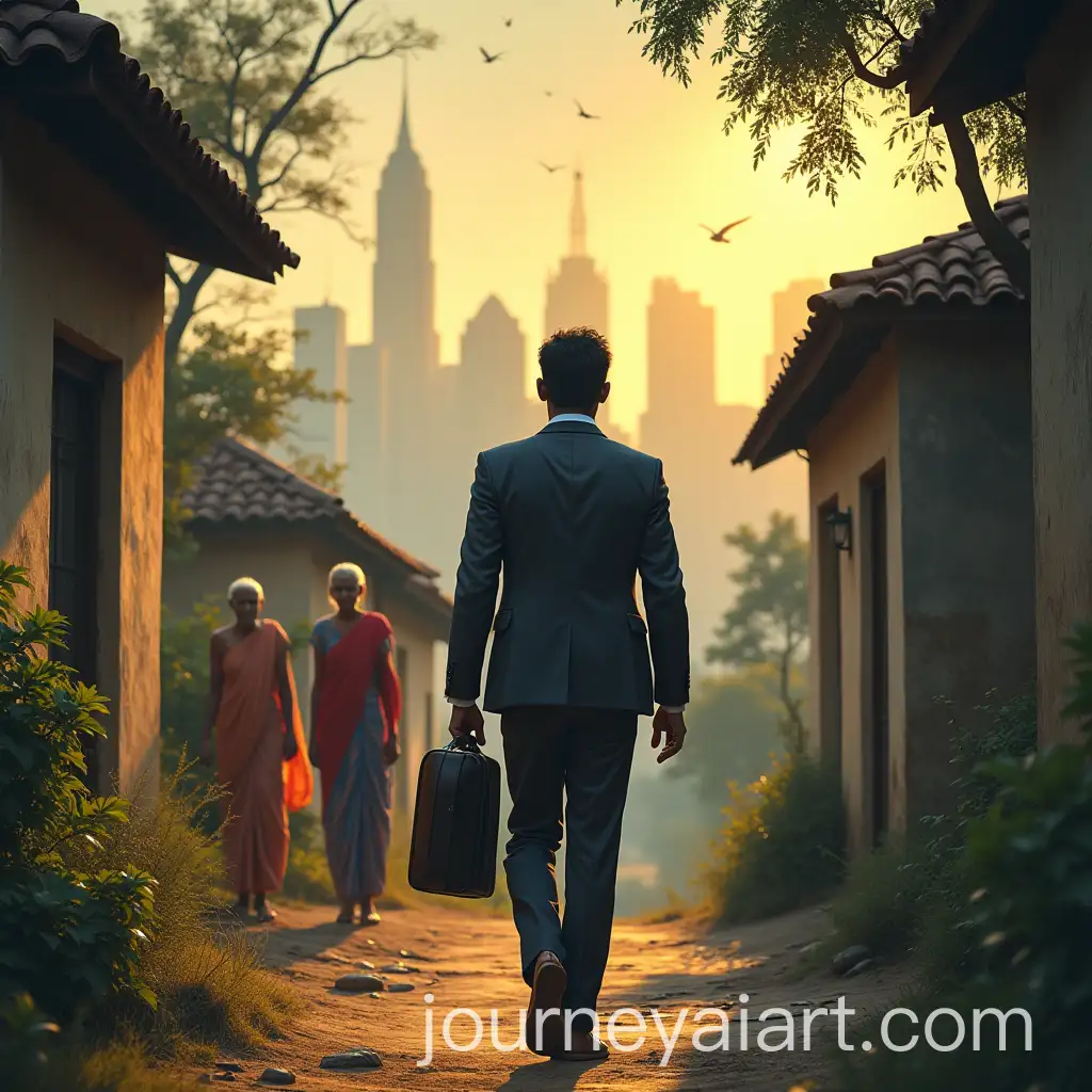 Young-Indian-Man-Torn-Between-Urban-Career-and-Traditional-Home