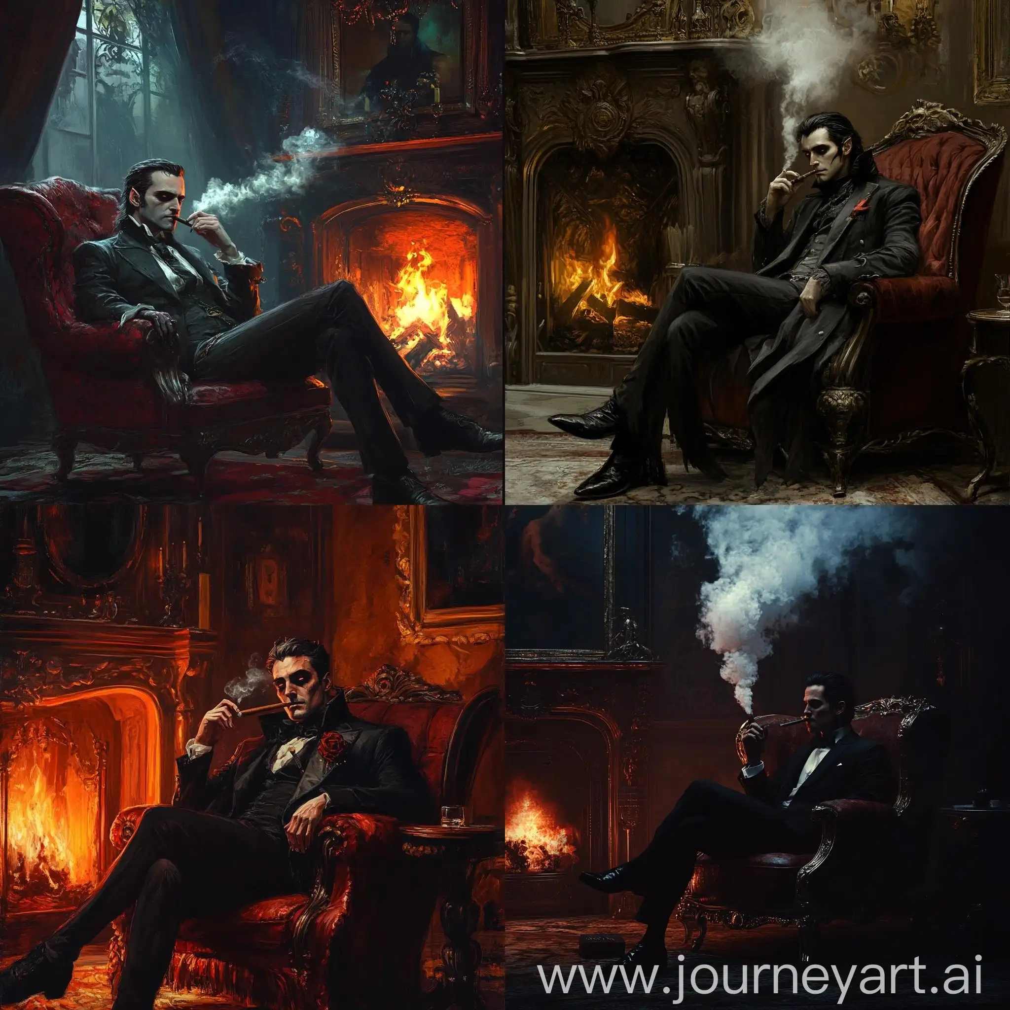 Vampire-Smoking-Cigar-in-Mansion