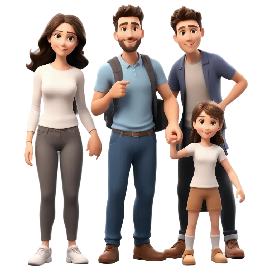 3D-Family-Animation-PNG-Image-Mother-Father-Daughter-and-Son-in-Front-and-Back-Poses