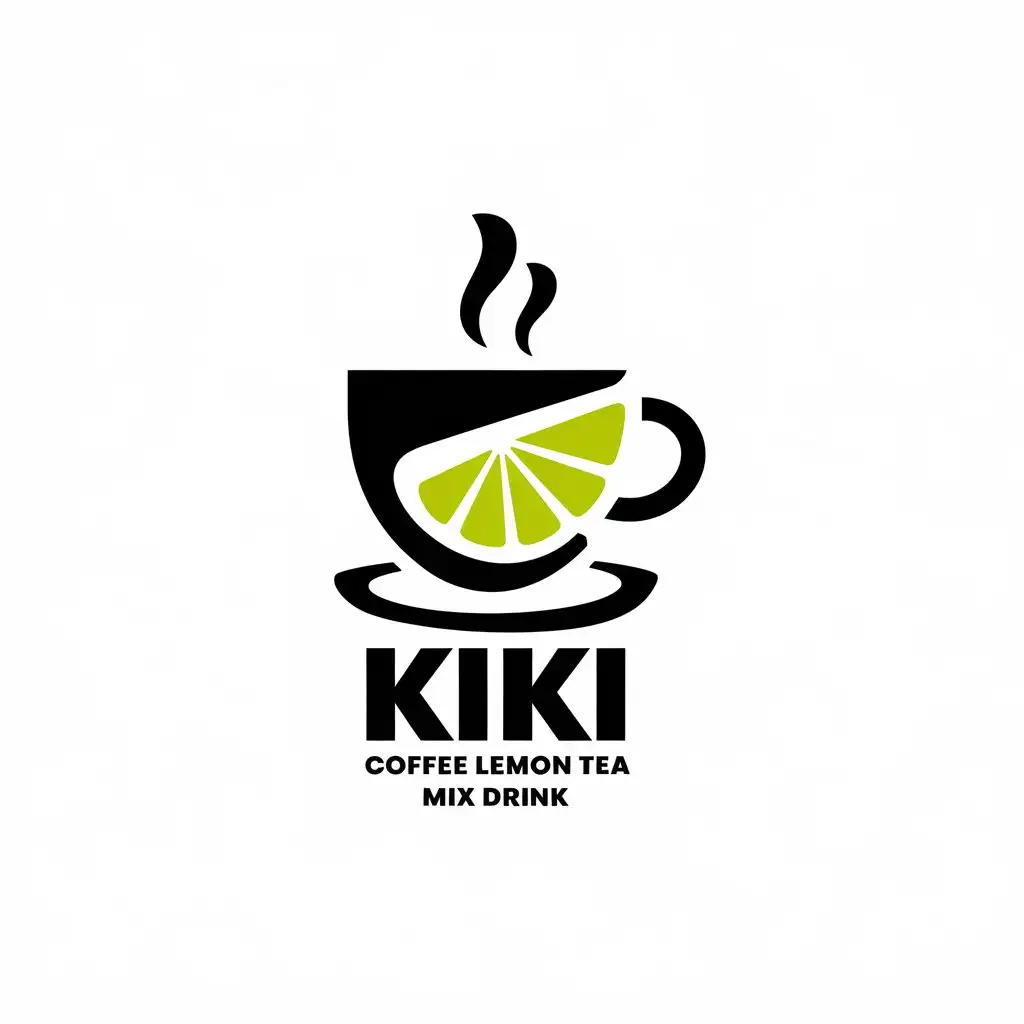 a vector logo design,with the text "KIKI coffee lemon tea mix drink", main symbol:coffee,complex,be used in Restaurant industry,clear background