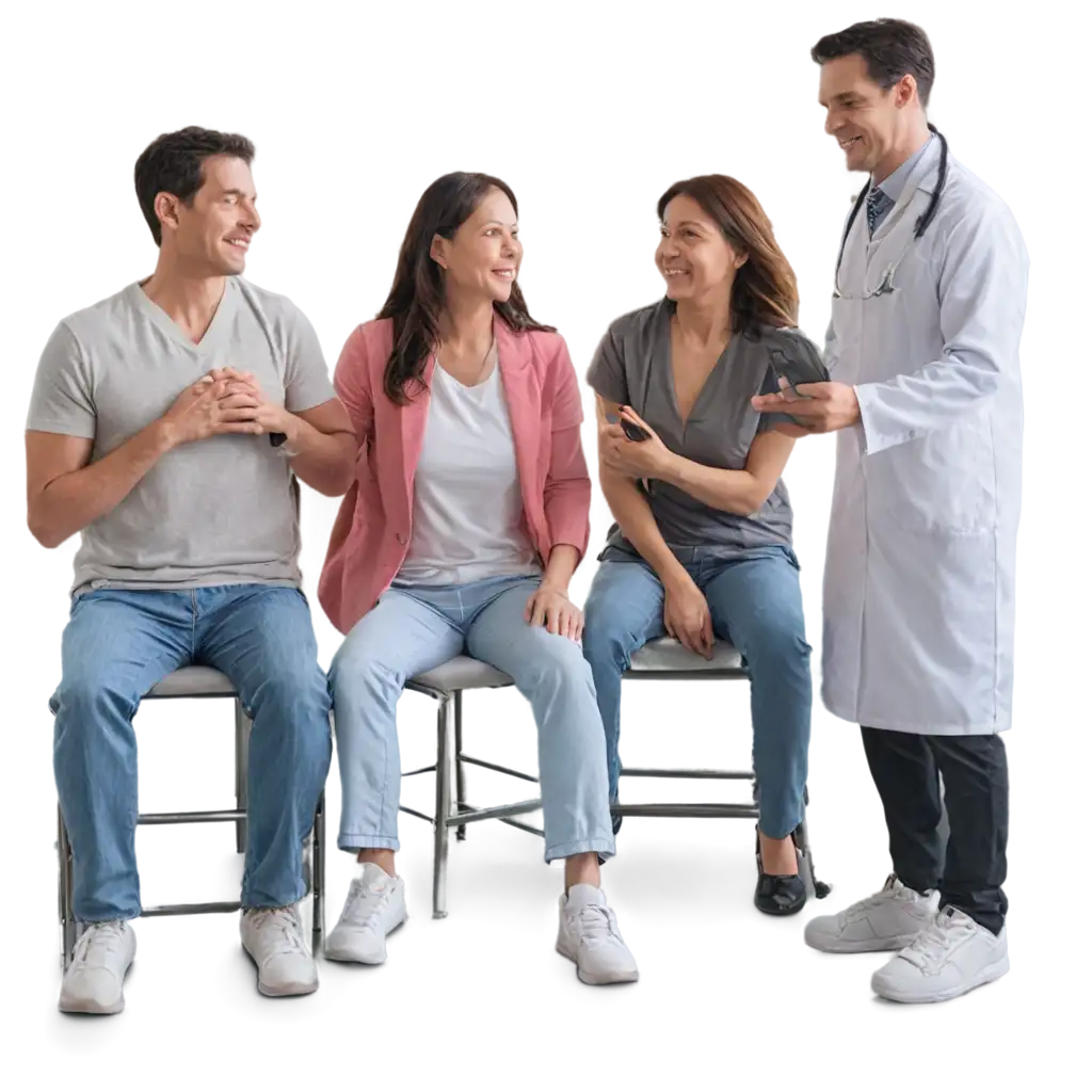 HighQuality-PNG-Image-of-a-Doctor-with-Couples-of-Patients-Enhancing-Medical-Scene-Visuals