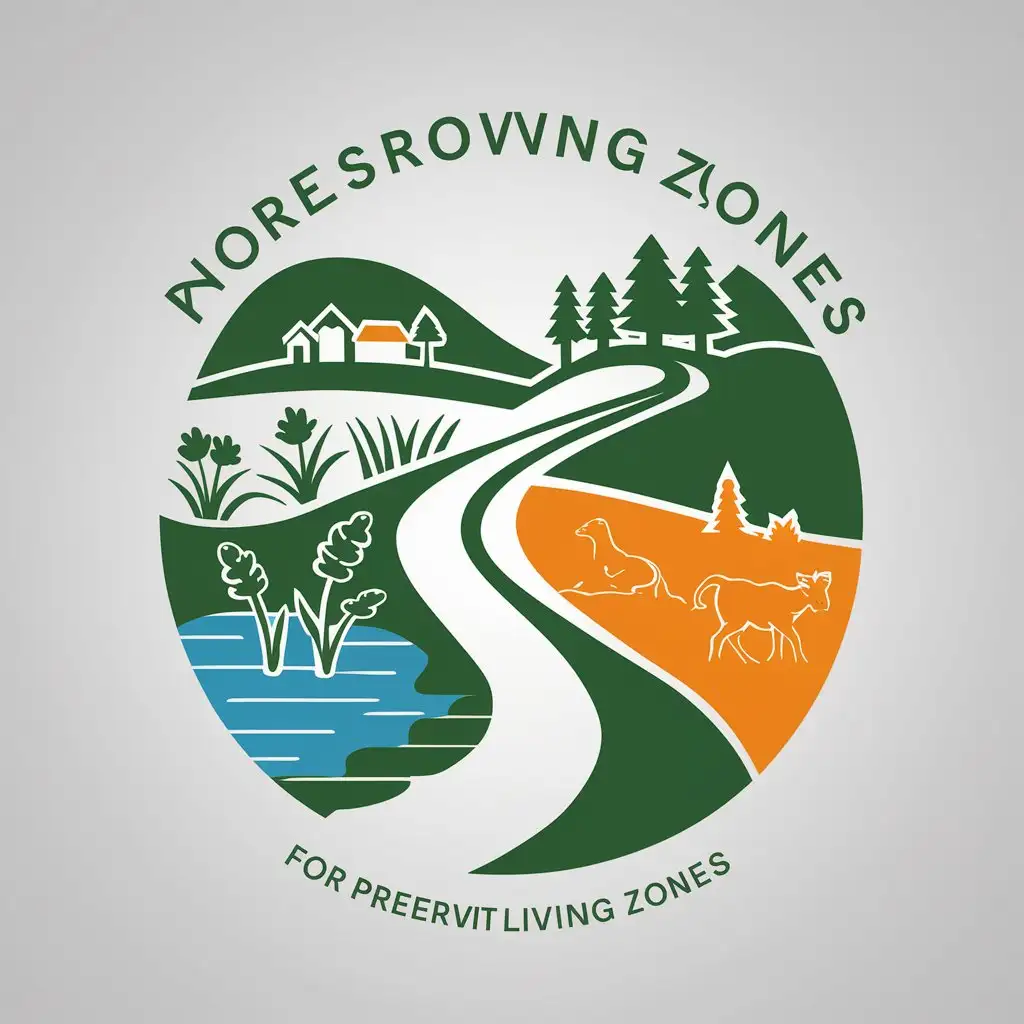 LOGO Design For Pathway Preservation Green White Blue with Meadow and Wildlife Theme