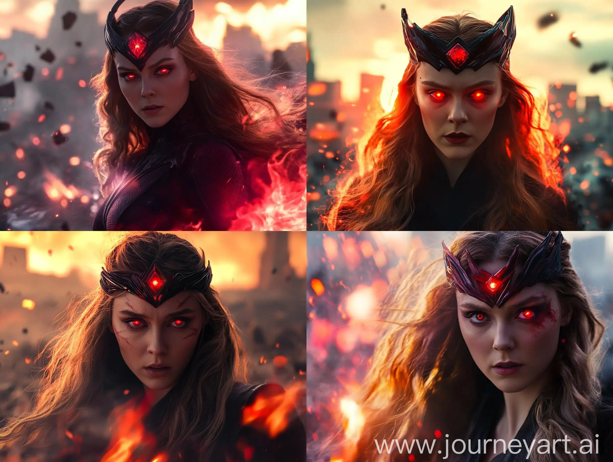 Scarlet-Witch-Using-Magic-in-City-Battlefield-Scene