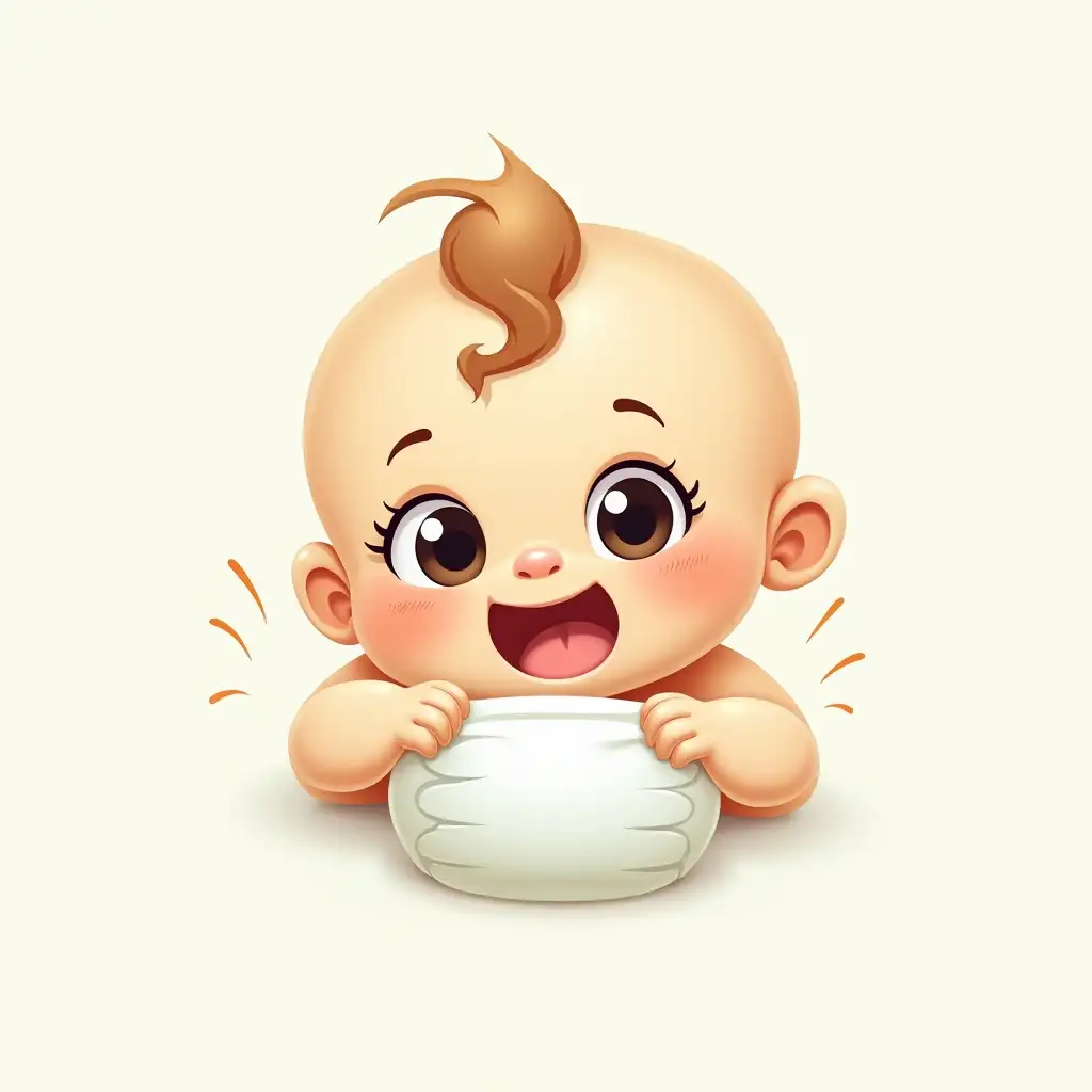 Hello, I need to create a logo for a diaper bag named Lirulá that has the image of a baby in a cartoon style that provokes a lot of cuteness.