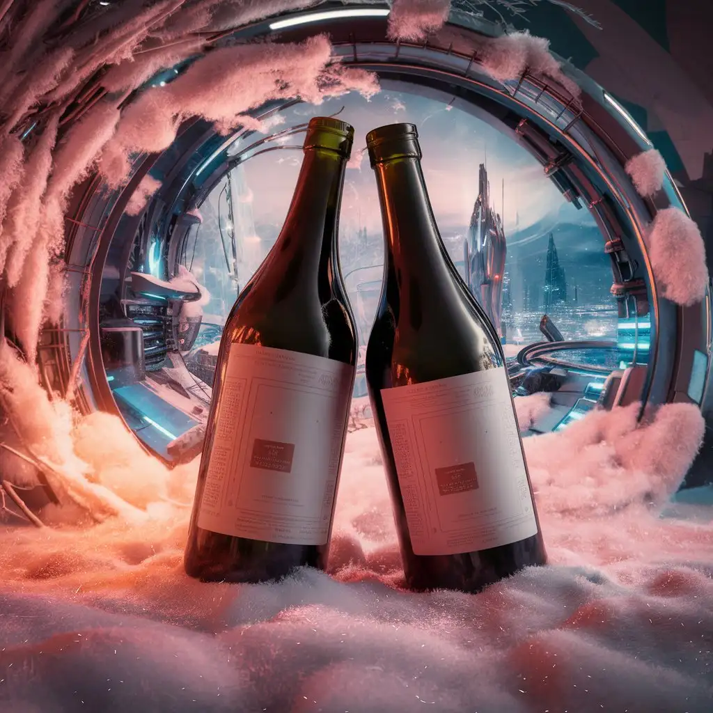 Two-Bottles-in-HighTech-Snowy-Nature-with-3D-Special-Effects-in-Warm-Tones