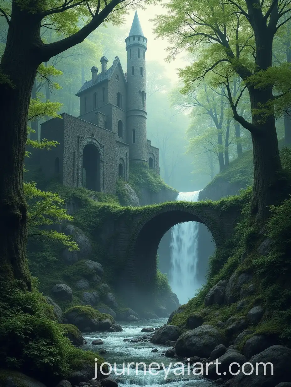 Mystical-Fantasy-Forest-with-Ancient-Ruins-and-Bridge-over-River