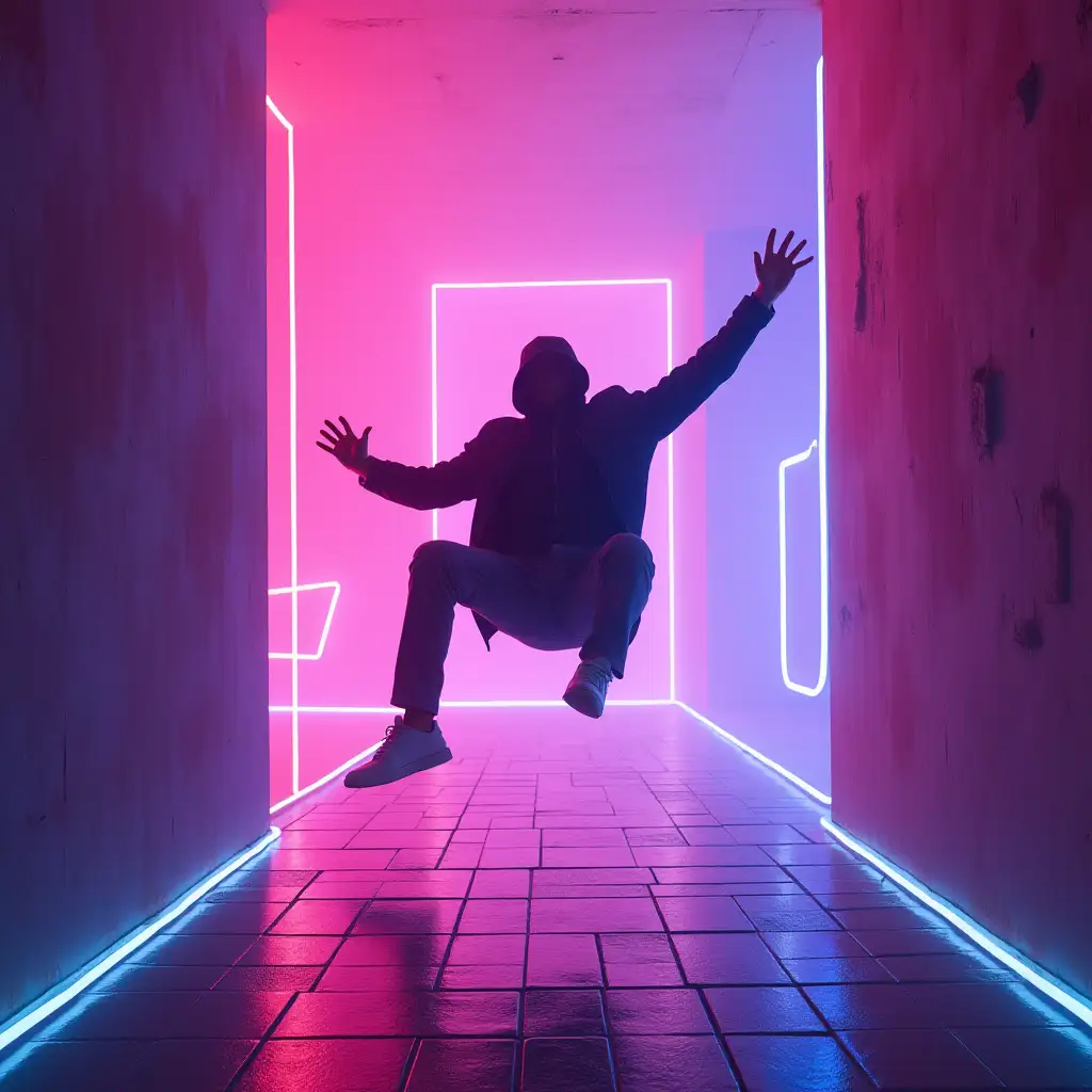 Futuristic-Synthwave-Artwork-of-a-Man-Falling-Through-a-Neon-Landscape