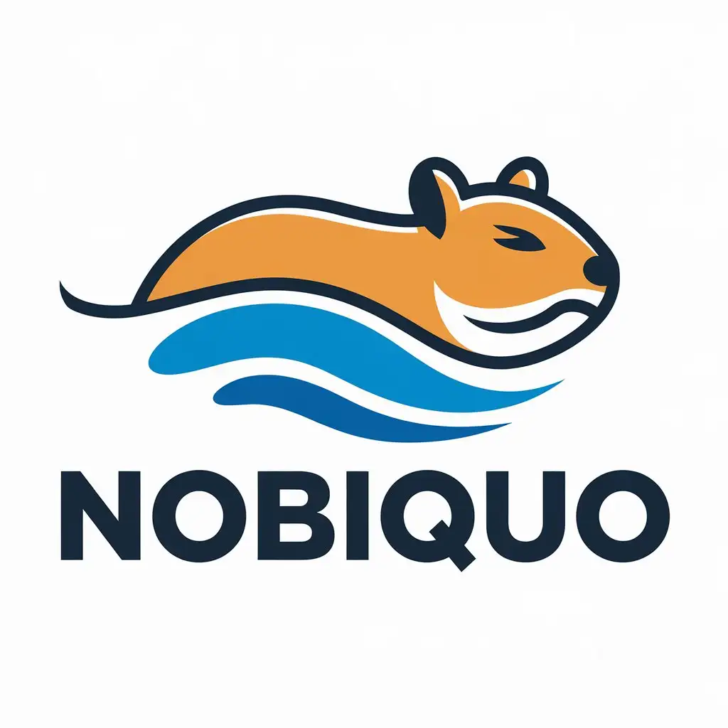 a vector logo design,with the text "nobiquo", main symbol:quokka swimming,Moderate,clear background